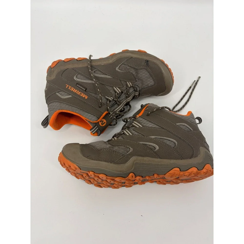 Merrell Kids Chameleon 7 Access Mid Waterproof Hiking Boots Brown Orange Size 5M